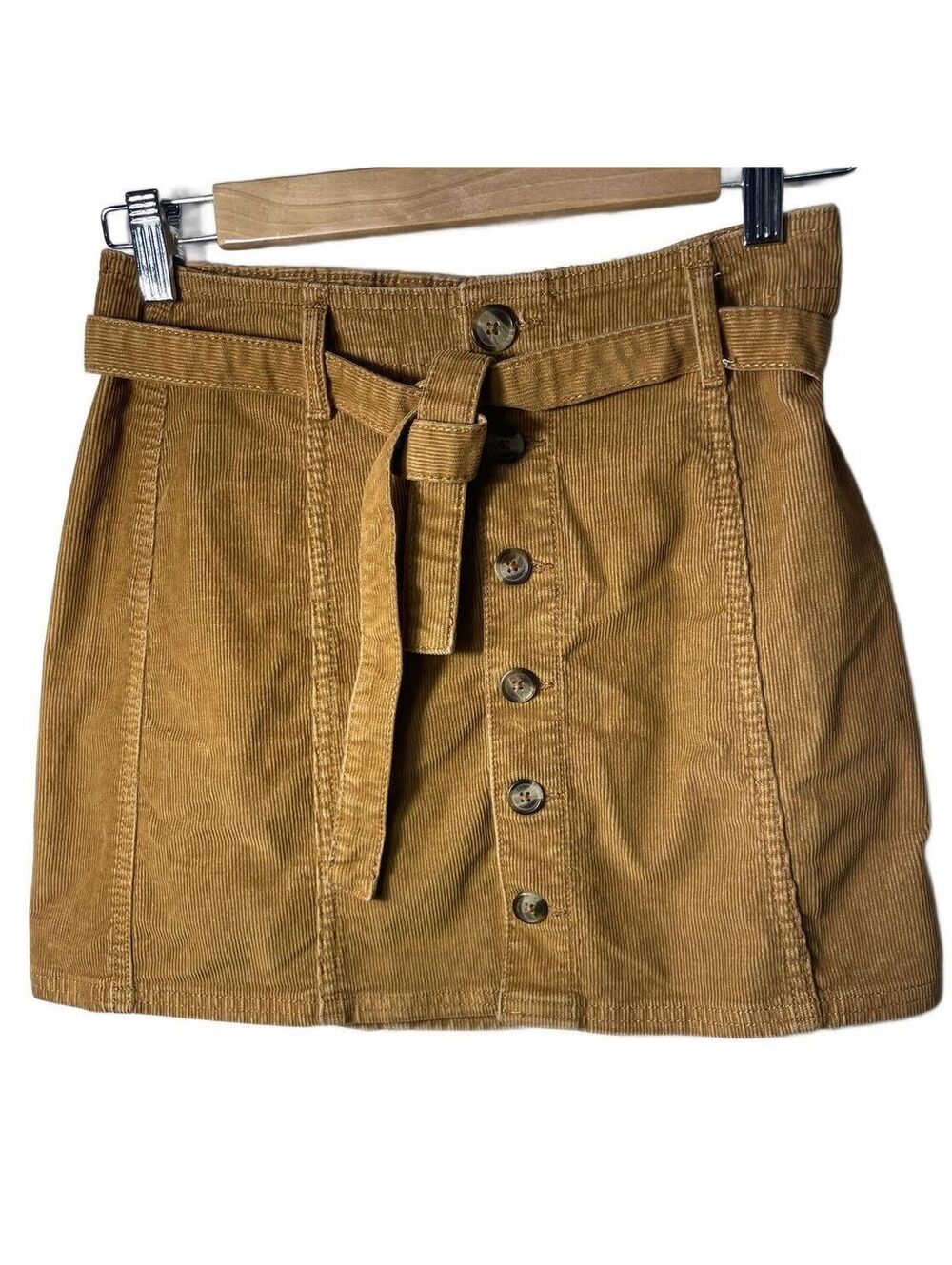 American Eagle Mini Skirt Womens Size 0 Corduroy Tie Casual Button Boho Fall